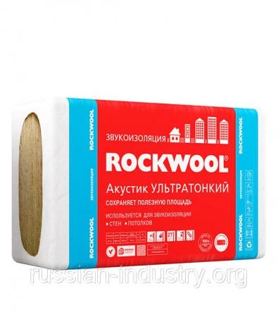 Фото Звукоизоляция ROCKWOOL Акустик Ультратонкий 1000х600х27 мм 7,2 кв.м