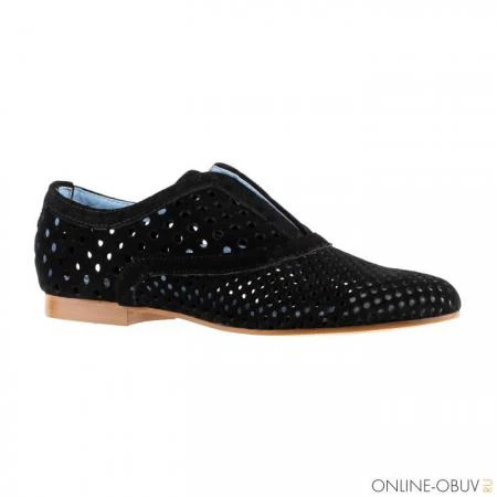 Фото POLLINI Перфорированные черные туфли из замши от бренда Pollini