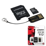 фото Карта памяти micro SDHC, 32 GB, KINGSTON, скорость передачи данных 10 Мб/сек. (class 10), с 2 адаптерами SD, USB