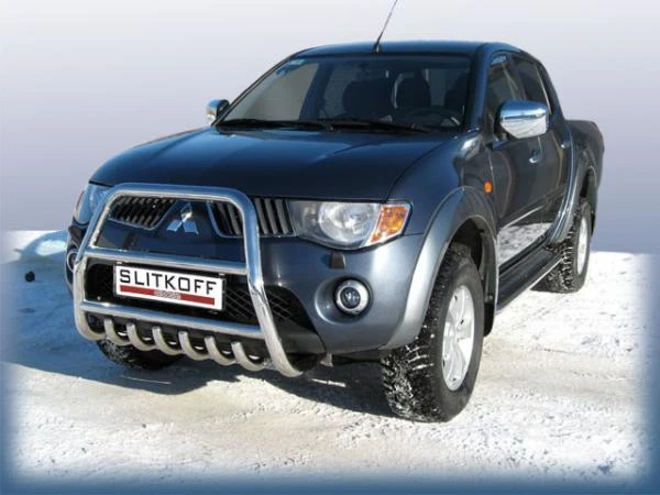 Фото Slitkoff Кенгурятник d57 высокий с защитой картера Mitsubishi L 200 Triton