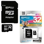 фото Карта памяти micro SDHC 32GB SILICON POWER, скорость передачи данных 10 Мб/сек. (class 10), с адаптером