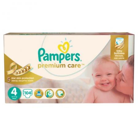 Фото Подгузники PAMPERS (Памперс) "Premium Care", размер 4 (7-14 кг), 104 шт.