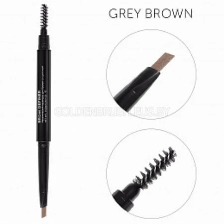 Фото Механический карандаш для бровей со щеточкой Brow Definer (grey brown) цвет серо-коричневый