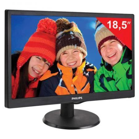 Фото Монитор LED 18,5" (47 см) PHILIPS 193V5LSB2, 1366x768, TN+film, 16:9, D-Sub, 200 cd, 5 ms, черный