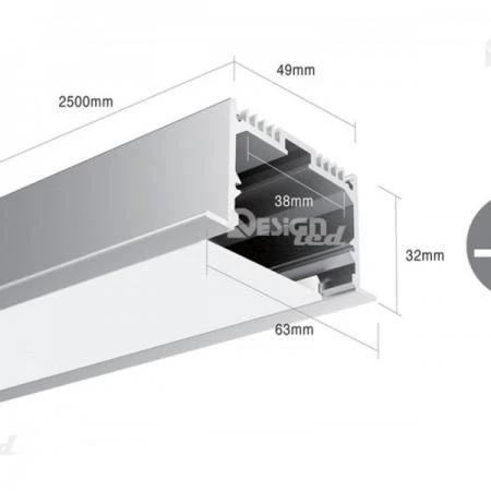 Фото Профиль для светодиодной ленты прямоугольный встраиваемый LE6332