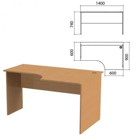 Фото Стол письменный эргономичный "Эко", 1400х900х740 мм, правый, бук бавария