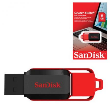 Фото Флэш-диск 8 GB, SANDISK Cruzer Switch, USB 2.0, черно-красный