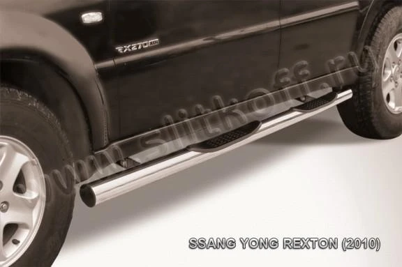 Фото Slitkoff Защита порогов d76 с проступями SsangYong REXTON (2010)