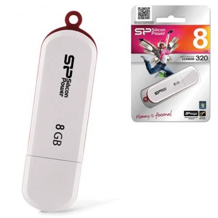 Фото Флэш-диск 8 GB, SILICON POWER Luxmini 320, USB 2.0, белый