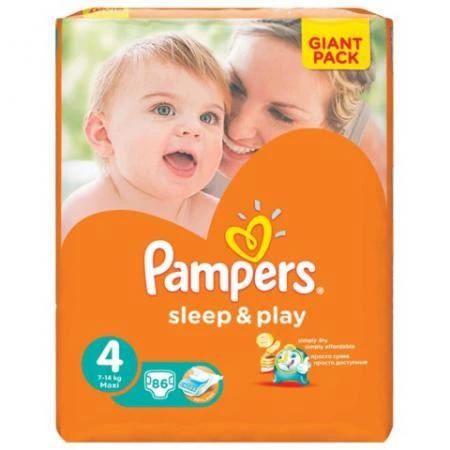 Фото Подгузники PAMPERS (Памперс) "Sleep&amp;Play", размер 4 (7-14 кг), 86 шт.