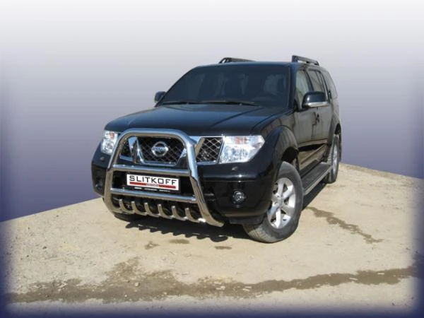 Фото Slitkoff Кенгурятник d76 высокий с защитой картера Nissan Pathfinder 2004