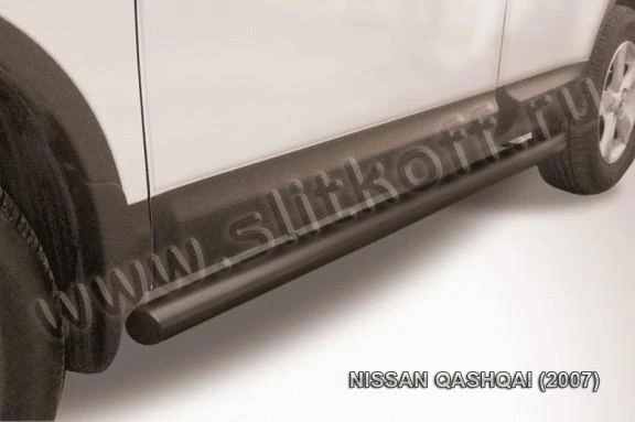 Фото Slitkoff Пороги d76 труба черные NISSAN QASHQAI (2007)