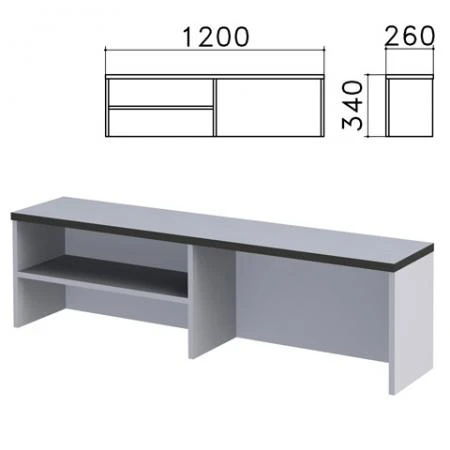 Фото Надстройка для стола письменного "Монолит", 1200х260х340 мм, 1 полка, цвет серый