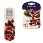 фото Флэш-диск 16 GB, VERBATIM Mini Tattoo Edition Rose, USB 2.0, белый с рисунком