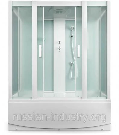 Фото Душевой бокс MIRWELL MR3515TP-C3 150х80х215см с высоким поддоном с крышей стекло матовое 4 мм