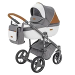 фото Коляска 2в1 BeBe-Mobile Ravenna Sport V108 кожа белая/коричневая + графит