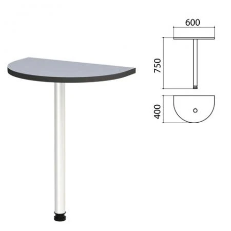 Фото Стол приставной полукруг "Монолит", 600х400х750 мм, цвет серый (КОМПЛЕКТ)