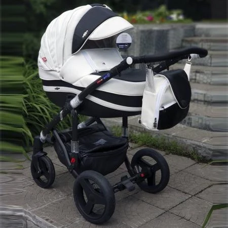 Фото Коляска 2в1 BeBe-Mobile Movo 13S-С кожа 100 % белая/черная