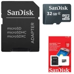 фото Карта памяти micro SDHC, 32 GB, SANDISK, скорость передачи данных 4 Мб/сек. (class 4), с адаптером