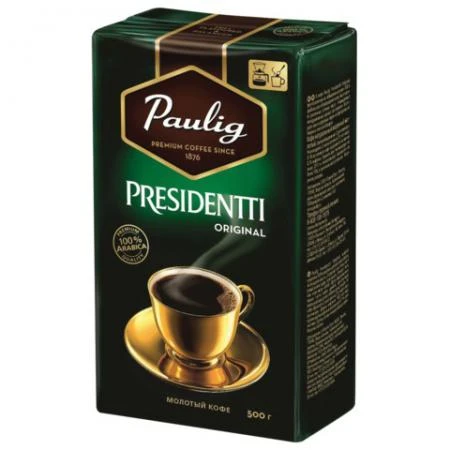 Фото Кофе молотый PAULIG (Паулиг) "Presidentti Original", натуральный, 500 г, вакуумная упаковка