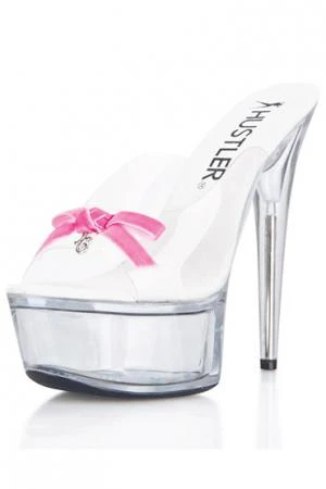 Фото Hustler Pink Bow, Сабо на прозрачной платформе, 15 см - Размер 35