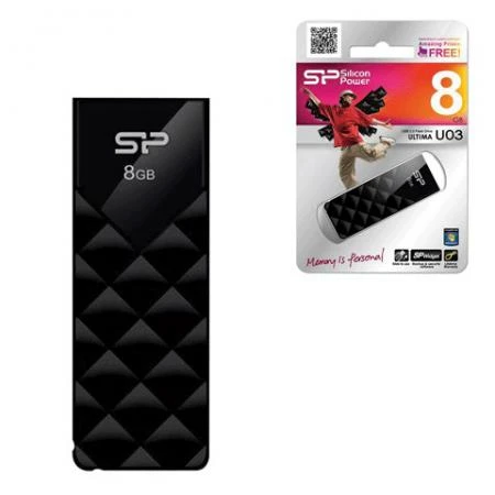 Фото Флэш-диск 8 GB, SILICON POWER ultima U03, USB 2.0, черный