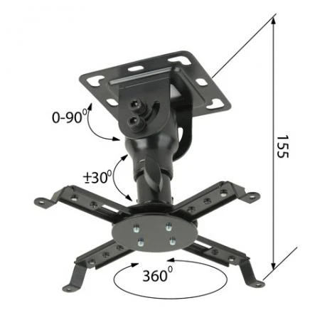 Фото Кронштейн для проекторов потолочный KROMAX PROJECTOR-10, 3 ст. свободы, высота 15,5 см, 20 кг