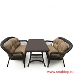 фото Комплект плетеной мебели T130Br/LV520-1 Brown/Beige 4Pcs