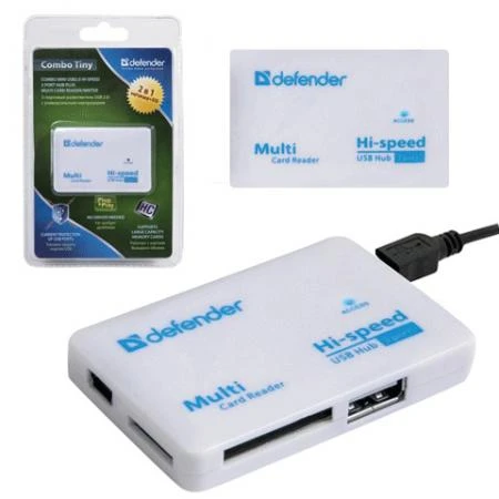 Фото Картридер+USB хаб DEFENDER COMBO TINY, USB 2.0, порты SD/MMC, TF, M2, MC