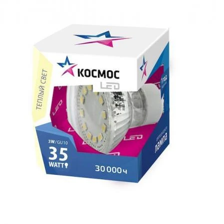 Фото Лампа светодиодная LED GU10 3Вт 220В 3000К; Lksm_LED3wGU10C30