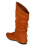 фото Qupid BD64 Women Suede Distressed Calf Fringe Riding Boot - Rust