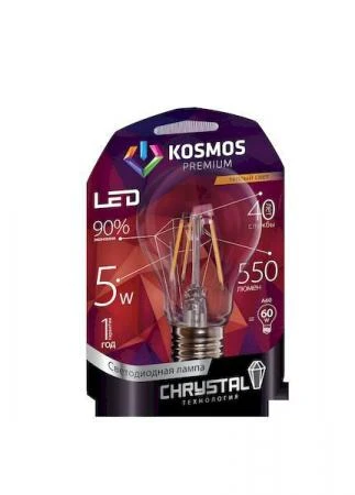 Фото Лампа светодиодная KOSMOS premium LED 5Вт А60 "Золотая Нить" E27 230В 3000K; KLED5wA60230vE2727GF