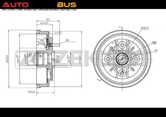 Фото Тормозной барабан ZEKKERT BS-5112