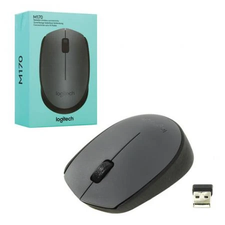 Фото Мышь беспроводная LOGITECH M170, 2 кнопки + 1 колесо-кнопка, оптическая, черная