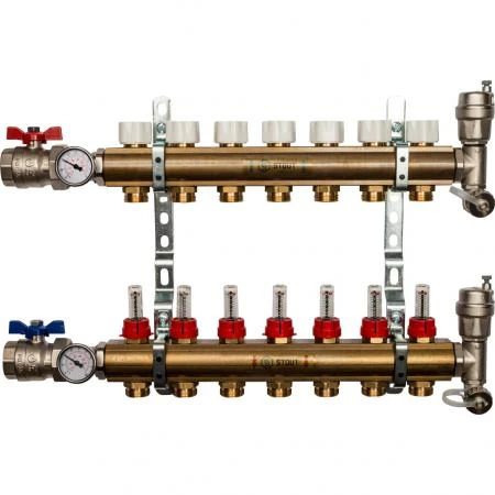 Фото STOUT Распределительный коллектор из латуни с расходомерами 7 вых.