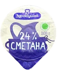 Фото №2 Сметана Здравушка 24% 380г стакан