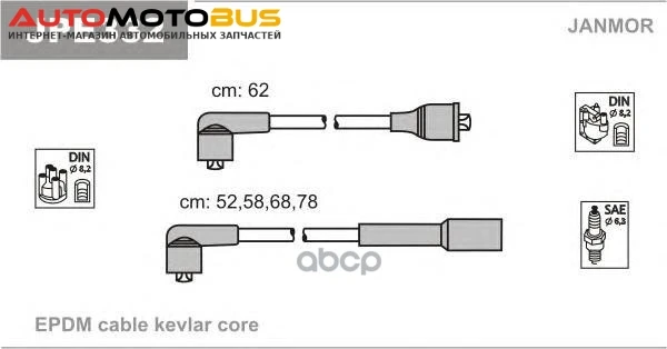 Фото Комплект проводов зажигания JANMOR JPE332