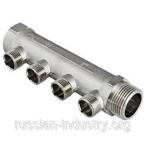 Фото Коллектор 3/4" внутр(г)х4 отвода 1/2" нар(ш)х3/4" нар(ш) Valtec