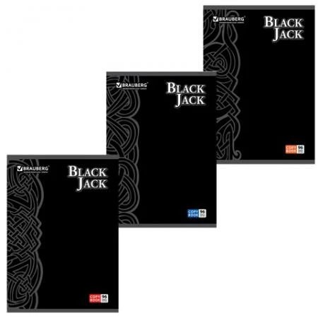 Фото Тетрадь 96 л., А4, BRAUBERG (БРАУБЕРГ), клетка, выборочный лак, "Black Jack" ("Блэк Джэк"), 3 вида