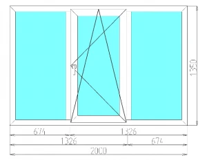 Фото Окно трехстворчатое 2000*1350
