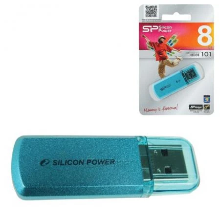 Фото Флэш-диск 8 GB, SILICON POWER Helios 101, USB 2.0, металлический корпус, голубой