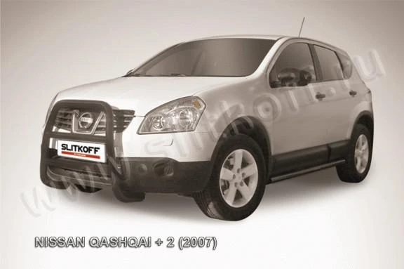 Фото Slitkoff Кенгурятник d57 низкий черный NISSAN QASHQAI +2 (2007)