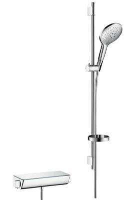 Фото Hansgrohe Ecostat Select/Raindance Select S 150 3jet/Combi 27037400 Душевой гарнитур с термостатом (хром/белый) | интернет-магазин сантехники Santehmag.ru