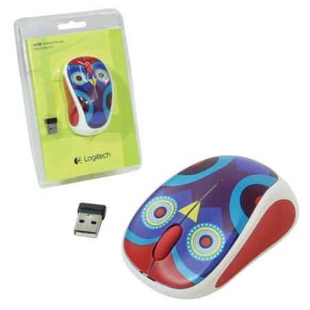 Фото Мышь беспроводная LOGITECH M238 Ophelia Owl, 2 кнопки + 1 колесо-кнопка, оптическая