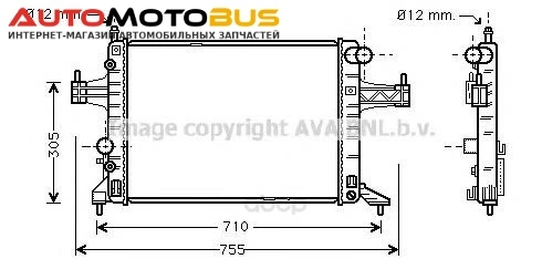 Фото Pадиатор системы охлаждения с ac Opel Combo, Corsa 1.4, 1.8i 00 Ava OLA2304