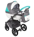 фото Коляска 2в1 BeBe-Mobile Ravenna Sport V104 кожа белая/мятная + серая