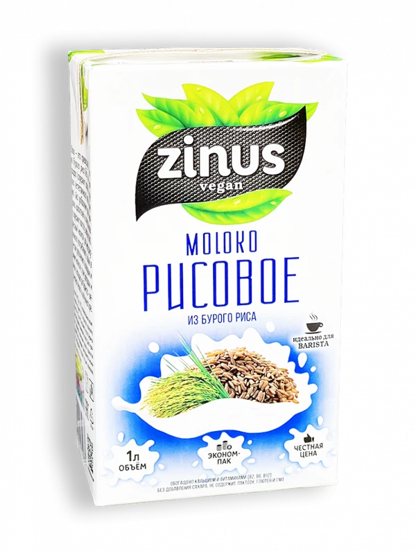 Фото Напиток ZINUS vegan Рисовое Моlоко 1,5% 1л тетра-пак