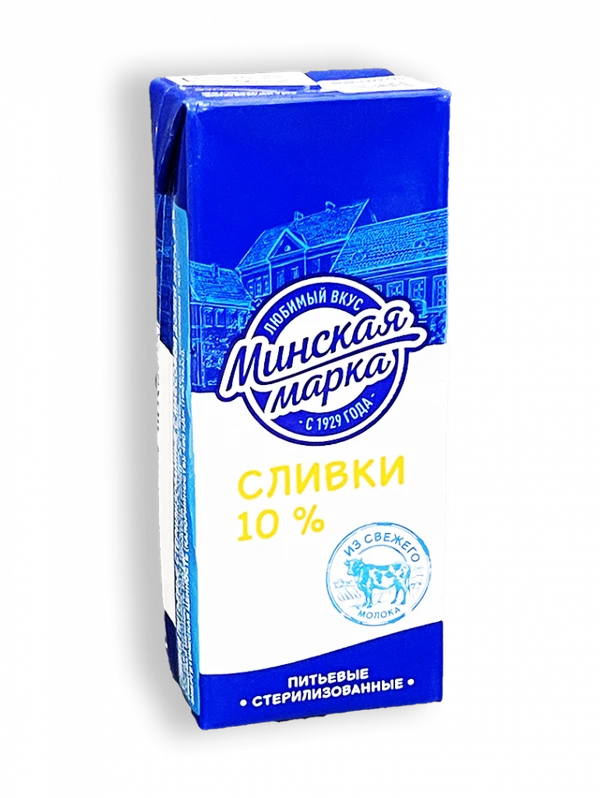 Фото Сливки стерилизованные Минская марка 10% 200г тетра-пак