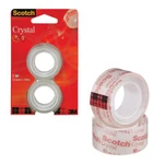 фото Клейкие ленты 19 мм х 7,5 м канцелярские SCOTCH "Crystal", комплект 2 шт., прозрачные, 50 мкм