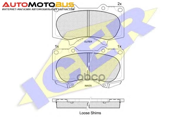 Фото Комплект тормозных колодок ICER 181665
